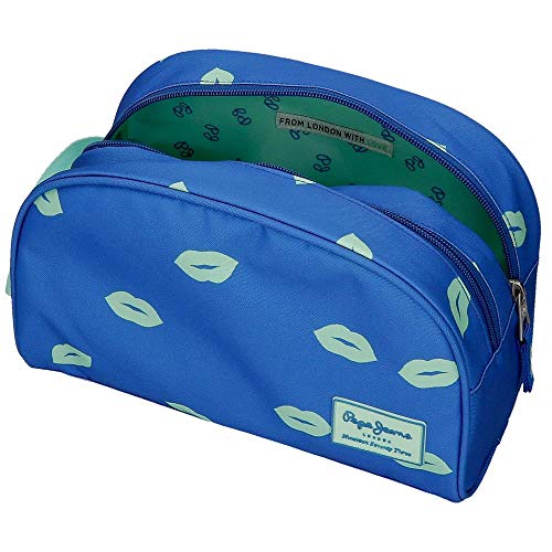 Neceser Pepe Jeans Ruth Doble Compartimento Adaptable, Azul, 26x16x12 cm