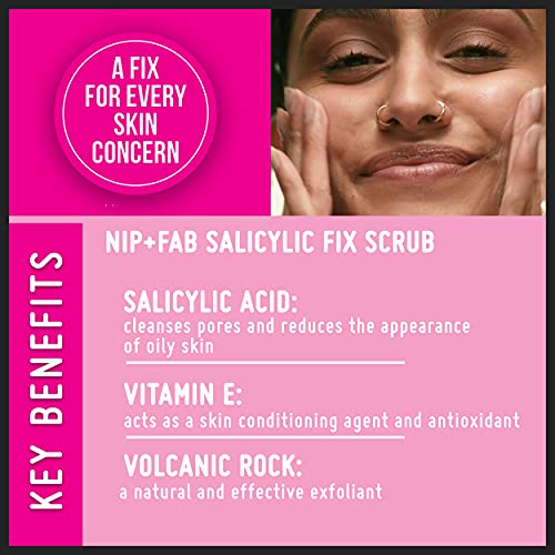 Nip + Fab Salicylic Acid Fix | Peeling Facial con Ácido Salicílico | Piedra Volcánica | Peeling limpiador | Limpieza de Poros | Control de Sebo | 75 ml