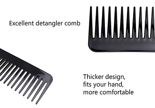 NuAngela Peine de Dientes Anchos,Peine de Carbono Antiestático Peine de Peluquero de Resistente al Calor Peine de Peluquería de Fibra de Carbono Wide Tooth Comb,Para cabello rizado mojado