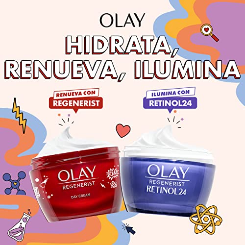 Olay Set De Regalo Con Caja Y Face Roller Gratis, Regenerist Crema De Día + Retinol Crema de Noche Para Una Piel Renovada Y Radiante, Con Niacinamida, Péptidos Y Complejo Retinoide