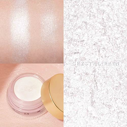 Oulac De color crema Sombra De Ojos Acabado brillante, Pigmentos, Duradero y resistente al agua, Resistente a la decoloración, Maquillaje de mezclable, Apto para veganos, 12 g, Lluvia de cristal (01)