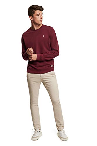 POLO CLUB Sudadera Orgánica Rojo Burdeos con Cuello Redondo para Hombre