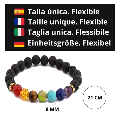 Pulsera Chakra. Brazalete Energético 7 Chakras. Piedras Preciosas Naturales