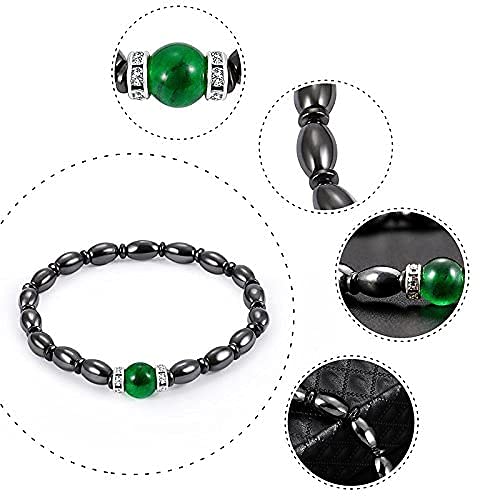 Pulsera magnética para adelgazar, Pulseras magnéticas, Pulsera magnética de piedra negra y verde, regalo de pulsera de salud para mujeres y hombres