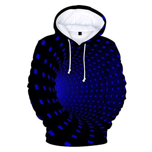 Qienjn Pull Hommes 3D Impression Numérique Unique Vortex Dizzy Motif Hommes À Capuche Couples Universel Jeunesse Université Hommes Sweat Casual Streetwear A-Blue XXL