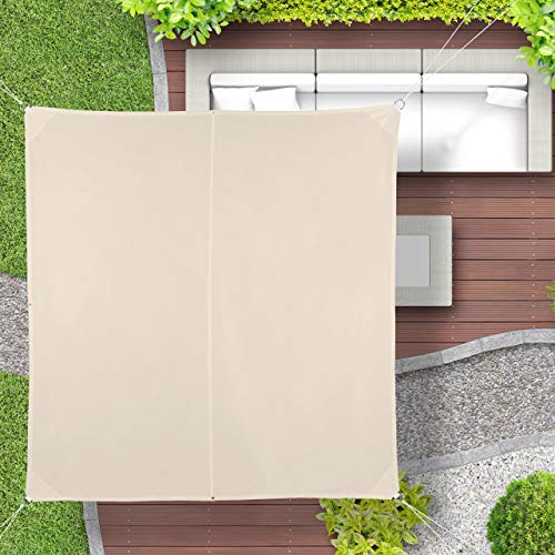 Relaxdays, Beige, Toldo Vela Cuadrado, Impermeable, Protección Rayos UV, con Cuerdas para tensar, 2 x 2 m