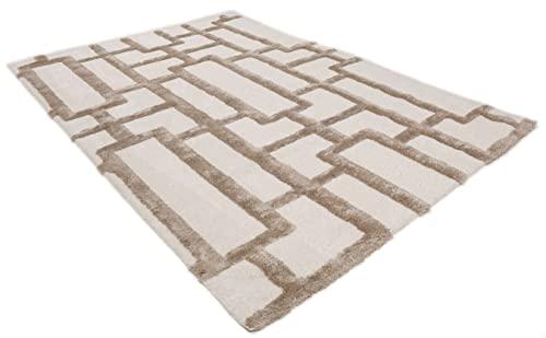 RugVista, Lalique, Alfombra, Pila Corta, 240 x 340 cm, Rectangular, Shaggy, Oeko-Tex Standard 100, Poliéster, Pasillo, Dormitorio, Cocina, Sala De Estar, Blanco Crudo/Beige, Off White