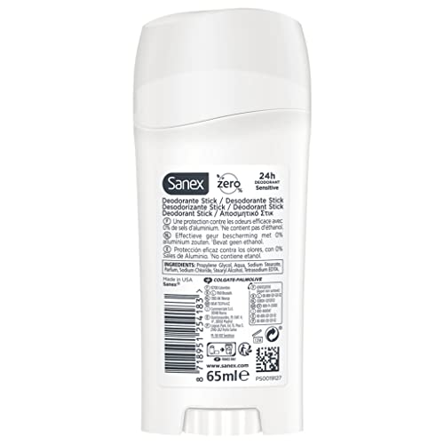 Sanex Dermo Active 3 Sensitive - Desodorante con 0% parabenos y alcohol, 65 ml, Pack of 3