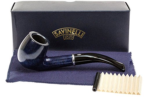 Savinelli Pipas italianas para fumar tabaco, Arcobaleno Smooth Blue 606