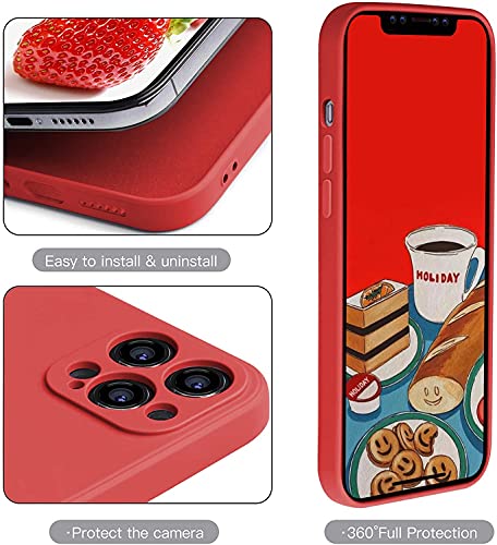 SCRENDY Silicona Líquida Funda Compatible iPhone 13 Pro MAX, Carcasa de Silicona Líquida Suave Antichoque Bumper Case para iPhone 13 Pro MAX, Rojo