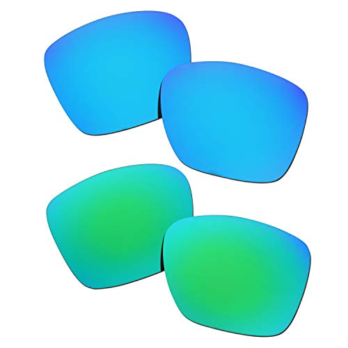 SOODASE Para Oakley Twoface XL Gafas de sol Azul/Verde 2 Pares Lentes de repuesto polarizadas
