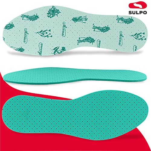 SULPO 4 pares de plantillas con aroma de menta fresca contra el sudor, plantillas desodorantes para hombre y mujer, con un aroma de menta contra el olor, color, talla 46 EU