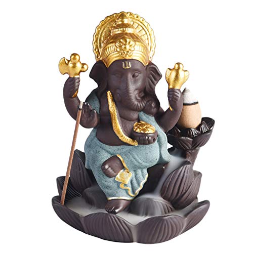 SUPVOX Quemador de incienso de cerámica Ganesha elefante Dios titular de incienso Ganesh estatua elefante Buda estatua verde