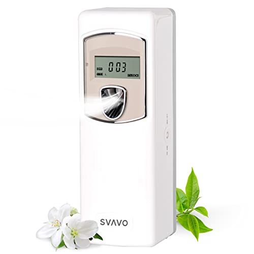SVAVO Dispensador automático de ambientador LCD, para Montaje en Pared, Aerosoles de Fragancia de pie, dispensador programable, Aroma de Perfume para baño, Dormitorio, Color Blanco