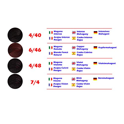 Tinte de Pelo Profesional Caoba Cobrizo Rojos Caoba con Amoníaco 6/46 Permanente 100ml Made in Italy