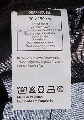 TODAY Sábana Bajera-90x190 cm Color Negro, 100% algodón, 190x90x0.1 cm