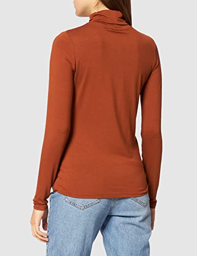 TOM TAILOR Denim 1027238 Camiseta de Manga Larga con Cuello Alto, 26680-Marrón ámbar, L para Mujer