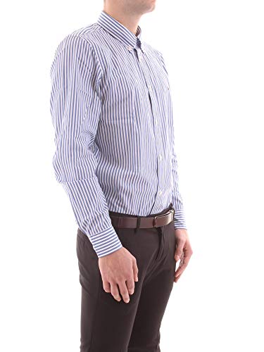 Tommy Hilfiger Hyper Classic Stripe Shirt Camisa, White/Cobalt, Large para Hombre