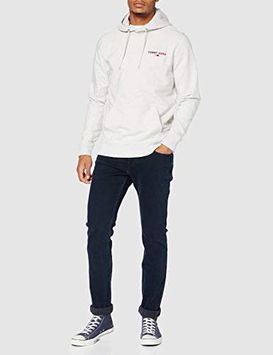 Tommy Jeans TJM Tommy Chest Graphic Hoodie Pantalones, Gris plateado, 24-28 para Hombre