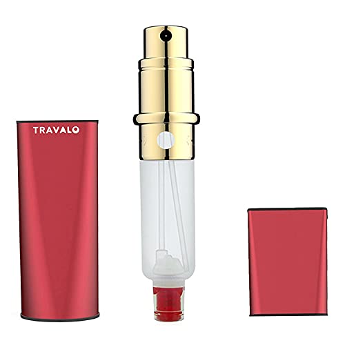 Travalo - Obscura Perfume Atomizer - Sistema de recarga renovado - Atomizador de perfume sin explosivos para viajes aéreos - Sin vidrio - Rojo - Unisex - 0.17oz