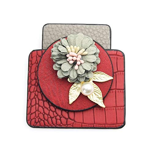 U/N Rojo Azul Perfume Botella Estilo Broches Mujer Cuero Flor Broche Pins-1