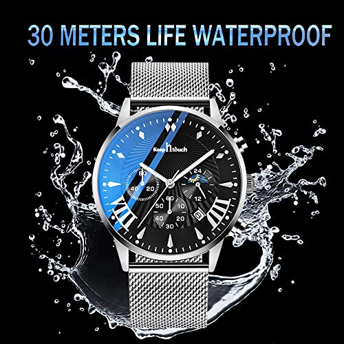 Unendlich U-Reloj de Cuarzo Cronógrafo para Hombre Minimalista Moda Relojes de Pulsera Casual Impermeable con Reloj Calendario