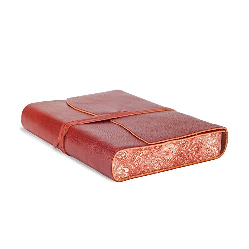 Venezia Romantica A5 Journal Intime / Carnet de Notes en cuir de fabrication artisanale Italienne, Cadeau Spécial, Journal de Voyage, Notebook A5 (15x21 cm) Rouge