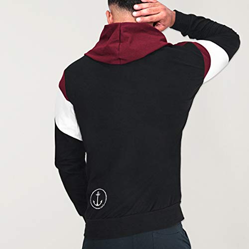 VIENTO Patch Flash Anchor Simple Sudadera para Hombre (Black, M)