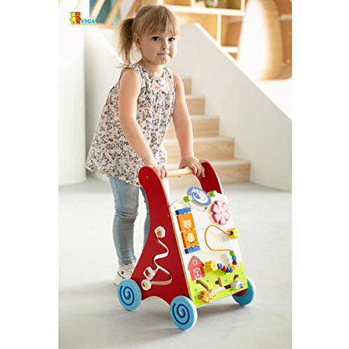 VIGA-50950 VIGA-2043635-Juguetes Primera Edad Desde-hasta Empuje Trolley-Rojo, Multicolor, 3-3 cha (50950)