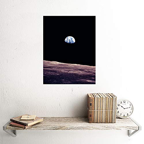 Wee Blue Coo Space Photo Planet Earth Lunar Surface Moon Landscape USA Art Print Poster Wall Decor 12X16 Inch