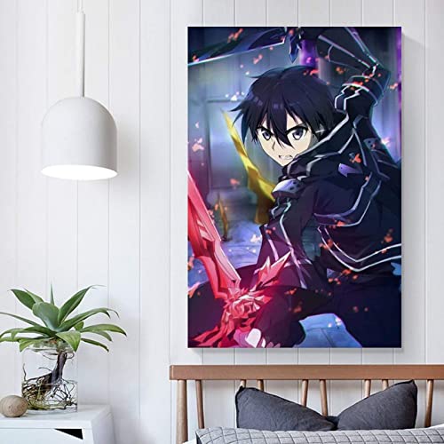 WOLIUER Sin Marco 60X90cm Carteles y Grabados Sword Art Online Kirito Póster Póster Pintura Decorativa