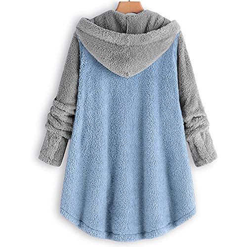 Zilosconcy Sudaderas Mujer con Capucha Botón Costura Tops Chaqueta Suéter Abrigo Jersey Mujer con Estampado Manga Larga Calentita Cárdigan Largo Lana Outwear