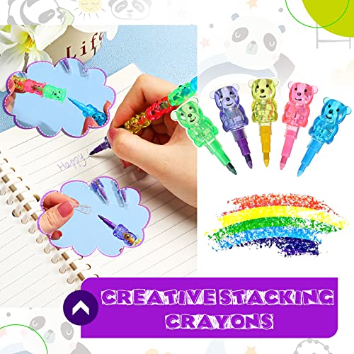 10 Lápices Divertidos para Niños Lápices de Colores Mini Crayones Apilables Bonitos 5 en 1 Crayones Apilables de Colores Lápices Apilables con Forma de Oso Lápiz de Oso de Plástico Apilable