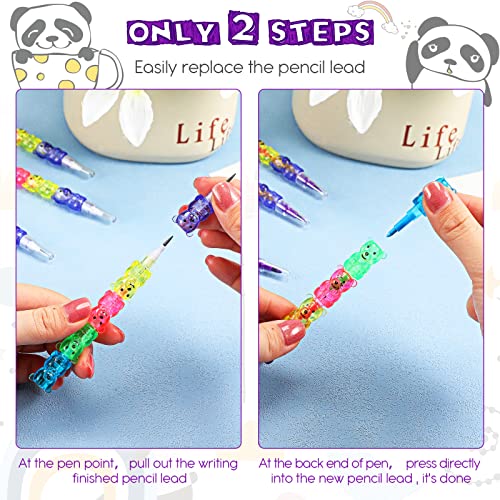 10 Lápices Divertidos para Niños Lápices de Colores Mini Crayones Apilables Bonitos 5 en 1 Crayones Apilables de Colores Lápices Apilables con Forma de Oso Lápiz de Oso de Plástico Apilable