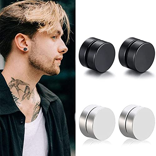 10 Pares Falsos Pendientes Magnéticos de Acero Inoxidable Aros Imán Hombre Pendientes Clip Negro Plumas Pendiente CZ Mujer Pendientes Sin Agujero Pendiente