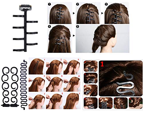 10 pcs Accesorios de Peinado para Mujer Herramientas para Trenzas Moño Coleta Recogido para Novia