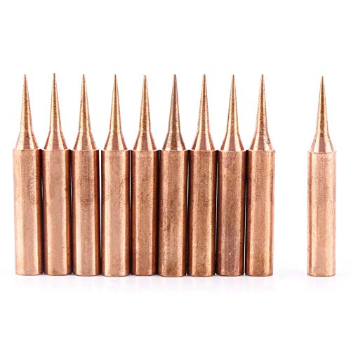 10 Piezas Puntas Soldador Estaño 900M-T-I Tipo Cobre Puro sin Plomo Reemplazable Solder Iron Tips Set Estacin de Soldadura a Baja Temperatura Herramienta Forma