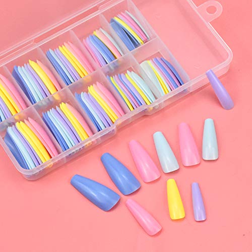 100 Piezas Puntas de Uñas Postizas para Uñas de Gel Uñas Postizas Largas Uña Falsa Artificial De AcríLico Puntas con Caja para Mujeres Niñas, Navidad, Salón de Uñas, Extensión de Uñas, Arte de Uñas