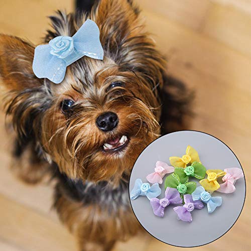 10Pcs / Set Dog Hair Bows Lovely Pets Hair Clips Bowknot Clip Hairpins Gatos Perros Accesorios para el Cabello Productos para el Aseo de Mascotas para Cachorros Gatos y Otras Mascotas pequeñas