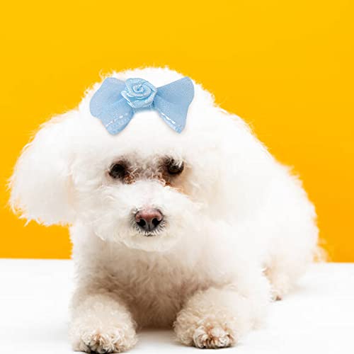 10Pcs / Set Dog Hair Bows Lovely Pets Hair Clips Bowknot Clip Hairpins Gatos Perros Accesorios para el Cabello Productos para el Aseo de Mascotas para Cachorros Gatos y Otras Mascotas pequeñas