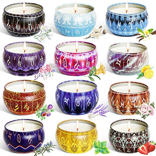 12 Pcs Piezas Regalo de Velas Perfumadas, Velas Perfumada, Regalo de Velas Perfumadas, Fiesta Boda Baño Yoga Cumpleaños Navidad Día de San Valentín Regalos, 12 Latas*2.5 oz