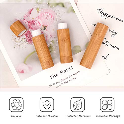 12 Piezas Tubo balsamo Labio, Bálsamo Labial de bambú vacío Tubos, MERYSAN 5,5g Recargable DIY Envases de Labios Brillo, Estuche desodorante para Mujeres Niñas Maquillaje