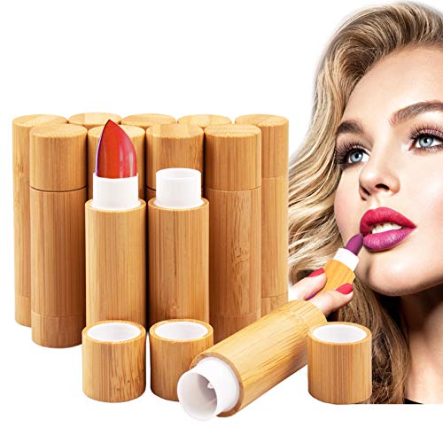 12 Piezas Tubo balsamo Labio, Bálsamo Labial de bambú vacío Tubos, MERYSAN 5,5g Recargable DIY Envases de Labios Brillo, Estuche desodorante para Mujeres Niñas Maquillaje