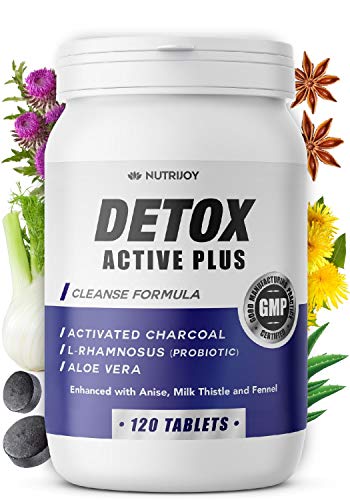 [120 Comprimidas] Nutrijoy - Detox Potente con Probioticos - Carbon Activado Intensivo con Cardo de Leche - Detox Higado