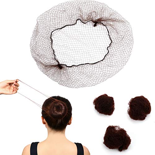 120 Piezas Mallas del Cabello Malla Invisible con Borde Elástico 22 Pulgadas Malla Invisible de Nylon Marrón para Mujer, Niña, Hacer Bollo de Pelo, Bailarina de Ballet