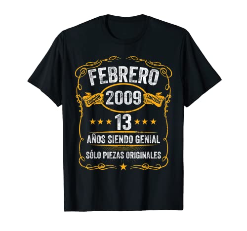 13 Años Cumpleaños Febrero 2009 Hombre Mujer Febrero 2009 13 Camiseta