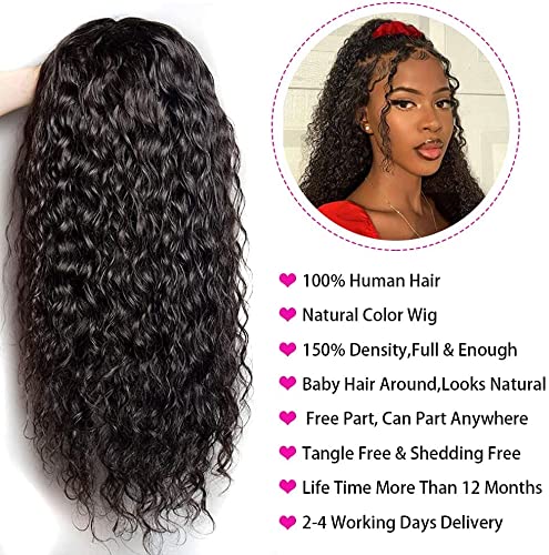 13x4 Peluca De Pelo Humano Rizado Curly Human Hair Wig Peluca Delantera De Encaje Rizado Con Cabello De Bebé Brazilian Curly Wig Human Hair Lace Front Pelucas Rizado Natural Color 16 Pulgadas