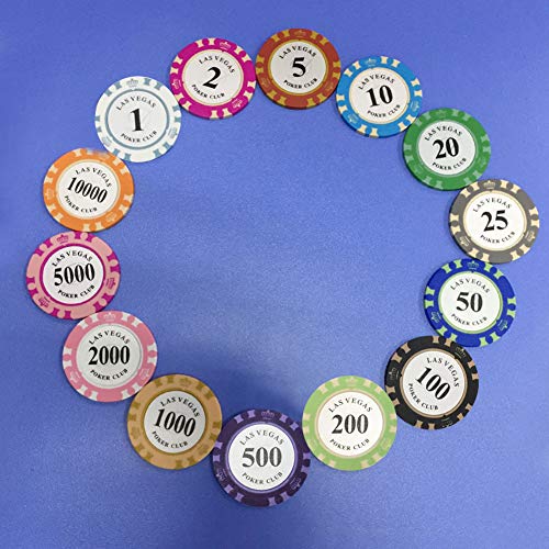 14PCS Juego Fichas de Póquer Entretenimiento de Ajedrez Arcilla Fichas de Póquer Texas Casino Poker Monedas Casino Juegos de Mesa Poker Club Accesorios, Vistoso