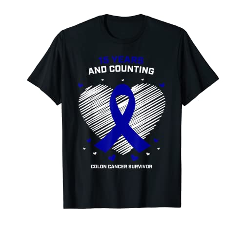 15 Años Regalos para sobrevivientes de cáncer Mujeres Hombres Cáncer de colon Gratis Camiseta