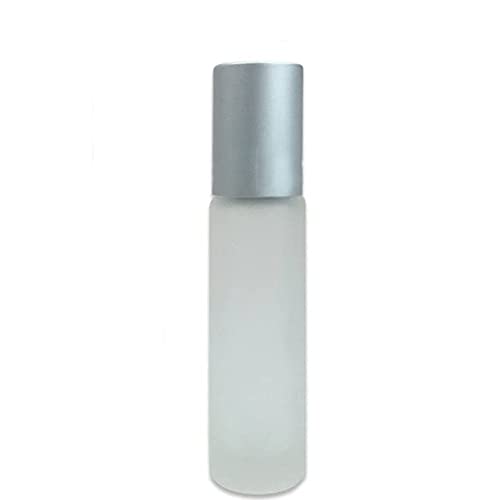 1/5/10PCS 10ml Portable Frosted Colorful Thick Glass Roller Botellas de perfume de aceite esencial Vial recargable de viaje Rollerball-5pcs 10ml, Clear